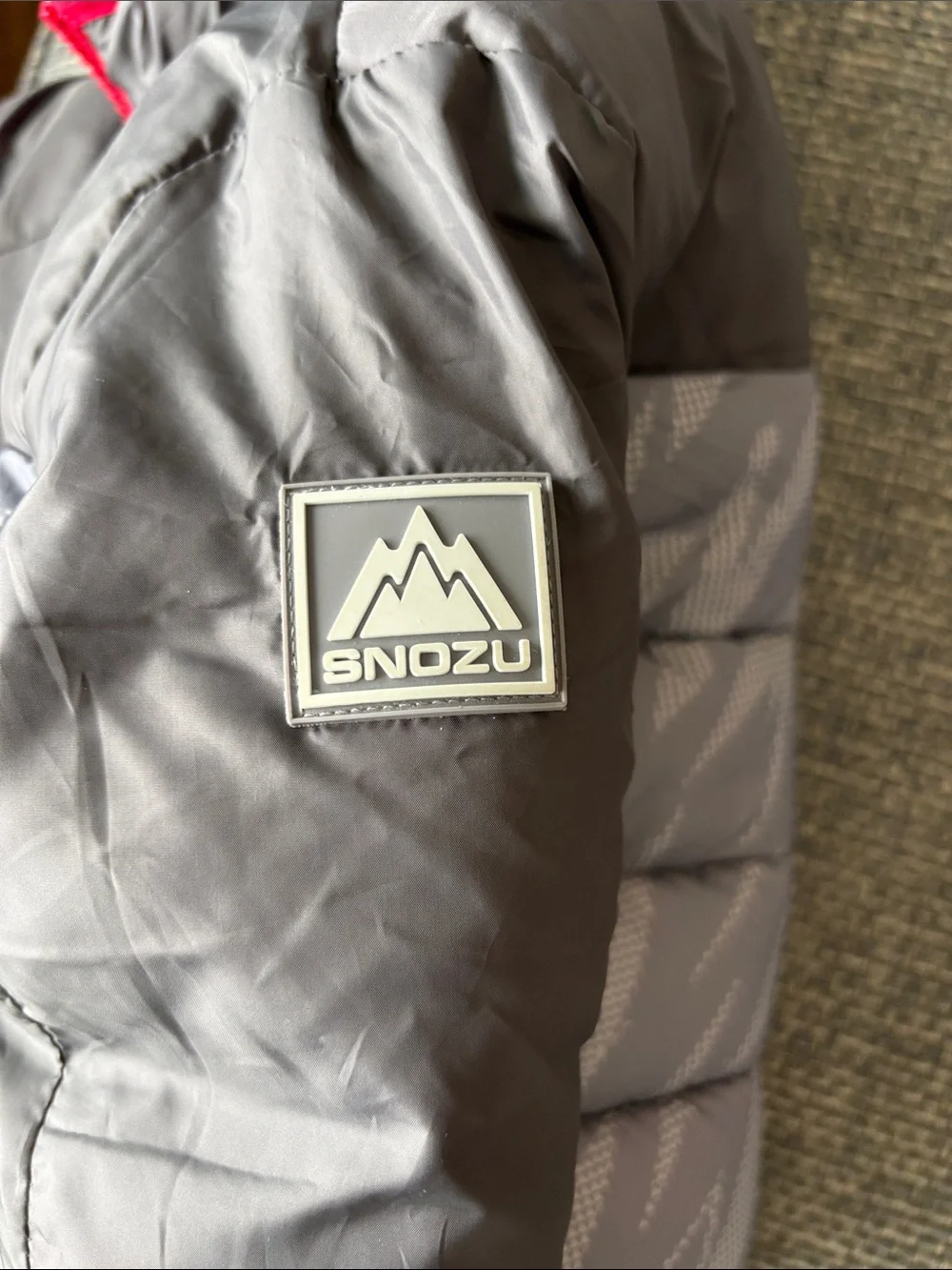 Snozu Toddler Gray + Red Double-Zip Puffer Jacket w/ Full Fleece Lining | Sz 2T